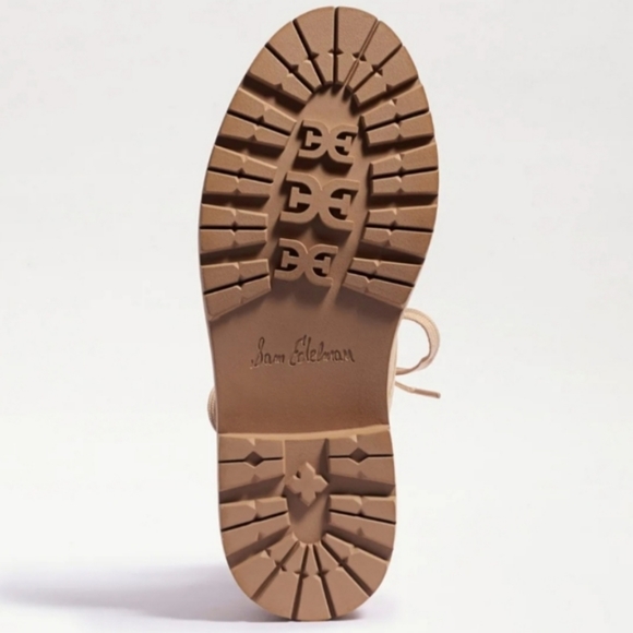 Sale🔥 Sam Edelman Lydell Lug Sole Suede Knit Combat Boot size 7.5 Sesame Tan - Picture 5 of 12